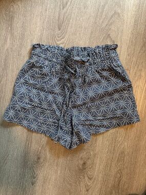 a new day Navy Geometric Paperbag High-Waist Shorts